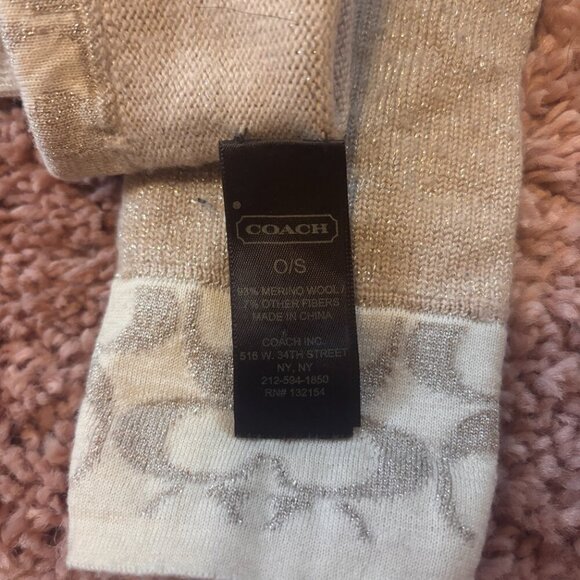 Coach Gloves Gold Tan Sparkly One Size - Picture 6 of 6